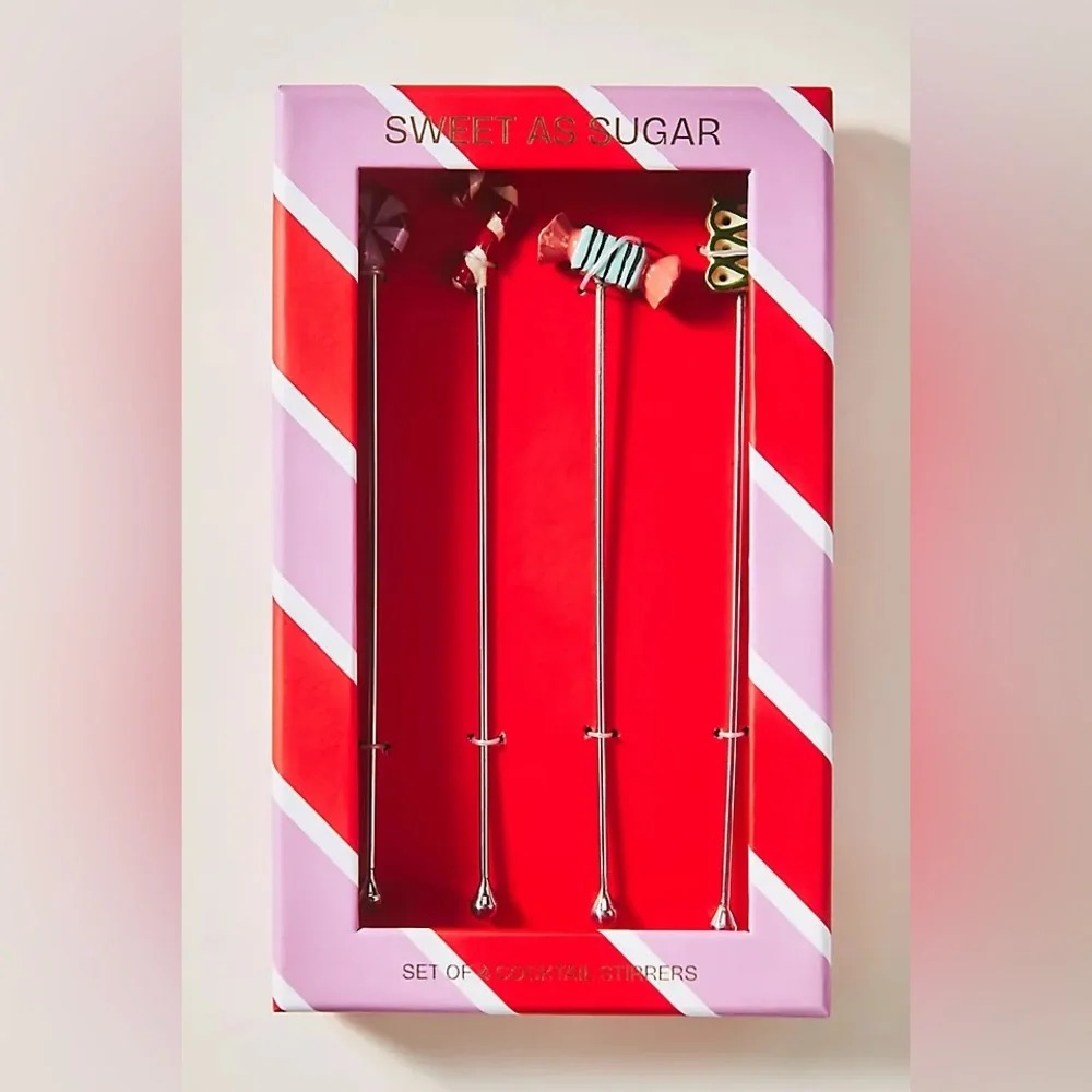 New Anthropologie Christmas Bon Bon Cocktail Picks & Stirrers Set Of 8